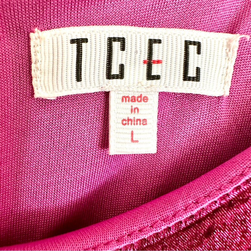 TCEC Pink Metallic Ruffle Mini Dress Size Large - Picture 10 of 11
